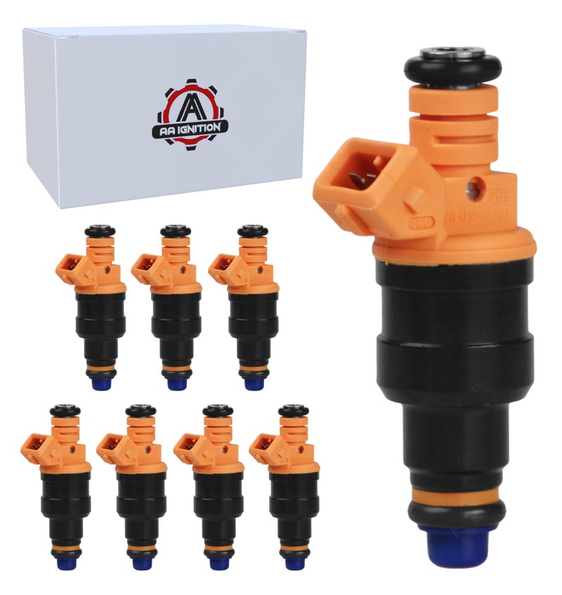 AA Ignition Fuel Injector Set of 8 - Replaces part 280150943, 0280150939, 0280150909 - Compatible with Ford, Lincoln, Mercury Vehicles - E250, F150, F250, F350, E350, Mustang - 4.6L, 5.0L, 5.4L, 5.8L - Image 1